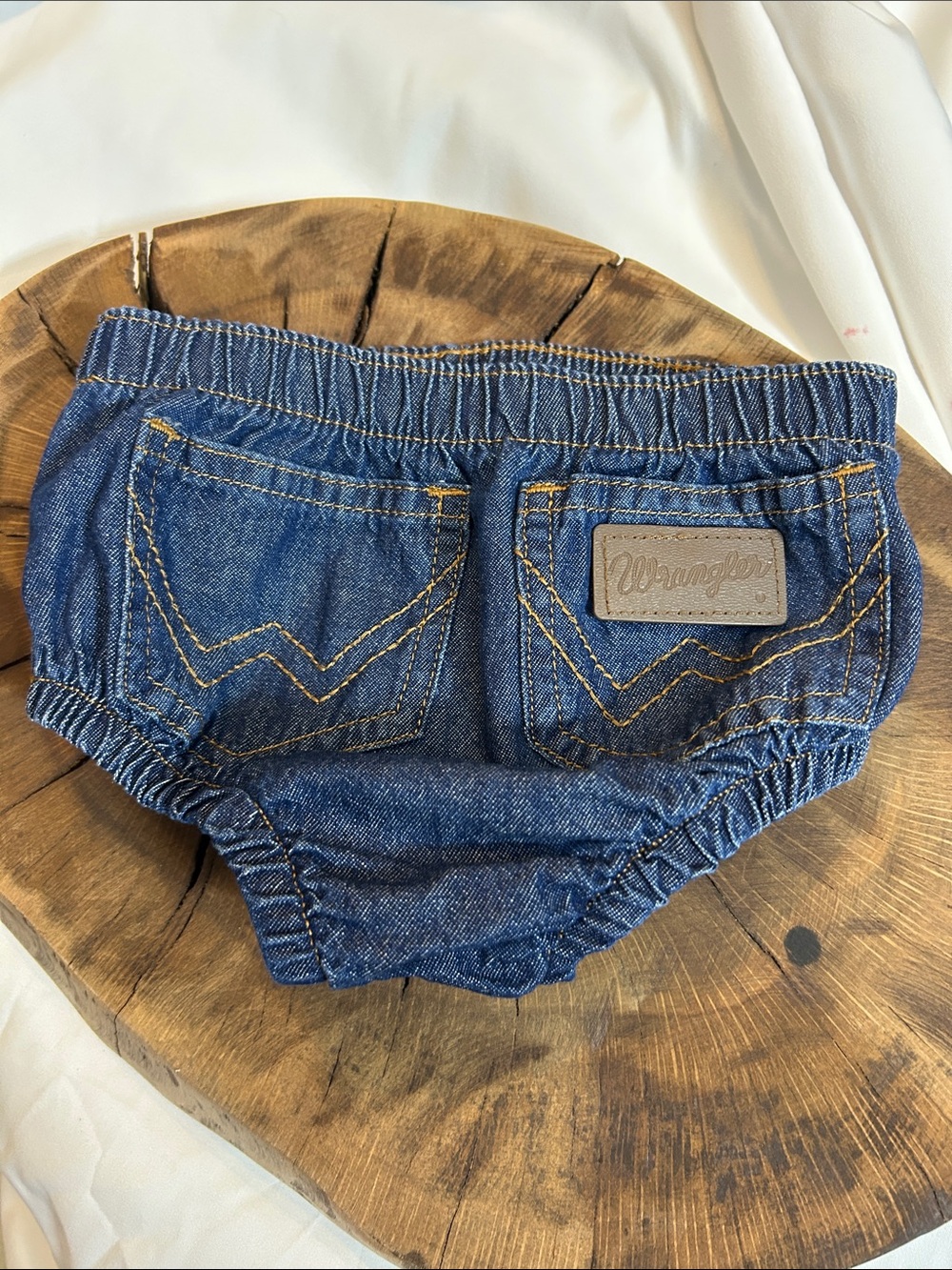 Wrangler Baby Denim Bloomers - Dark Blue with Gold Stitching